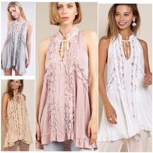 BOHO Sleeveless Swing Top with Lace